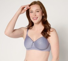 Breezies Featherlite Breathe Wirefree T-Shirt Bra Heather Blue C/36 New