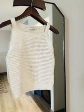 Banana Republic Crochet-Knit Sweater Tank in Bright Ivory