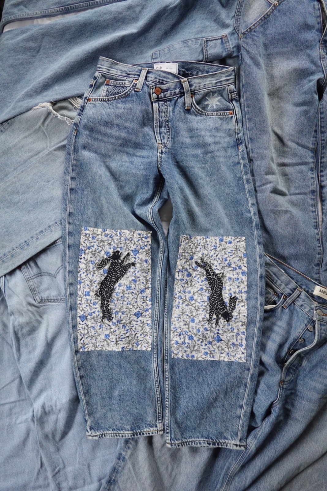 GAP Altered Women's Patchwork Jeans Boho Size 26 - image 3