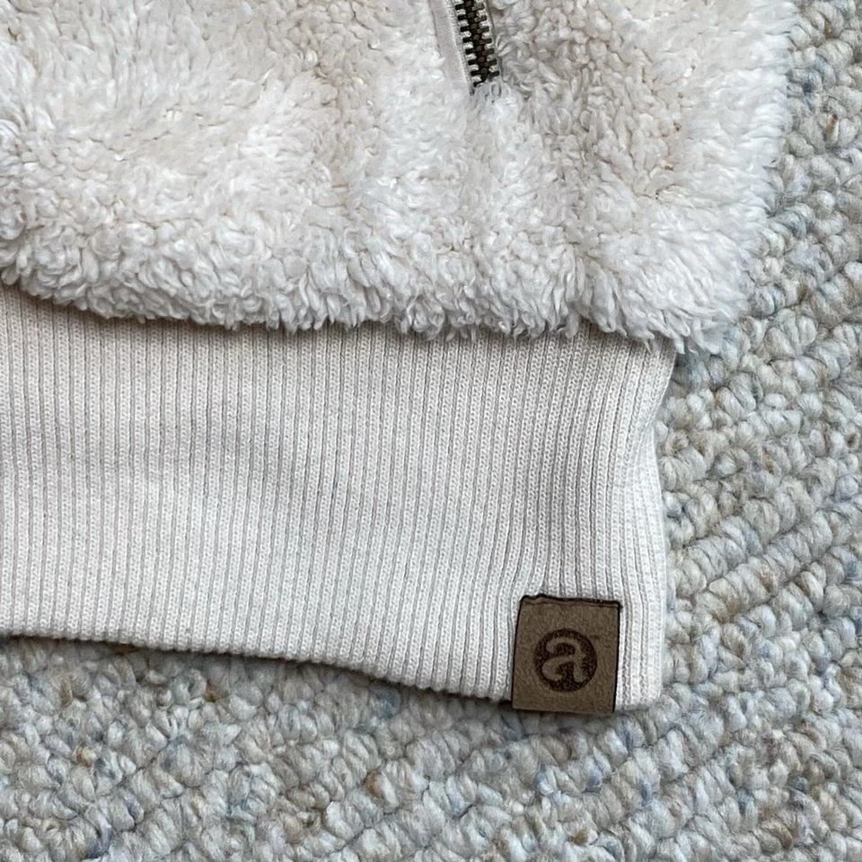 Colete de lã Artisans feminino XXL off white colarinho de cordão de pelúcia BoHo hippie - Imagem 4 de 4