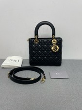 Dior Lady Dior Medium Black Lambskin Top Handle & Crossbody Bag Duty Paid