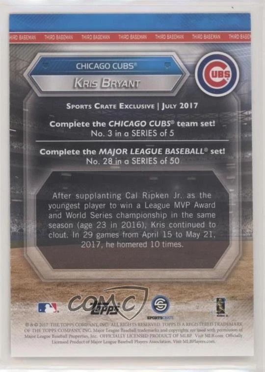 2017 Topps Sports Crate July Kris Bryant #28 - Image 2 of 3