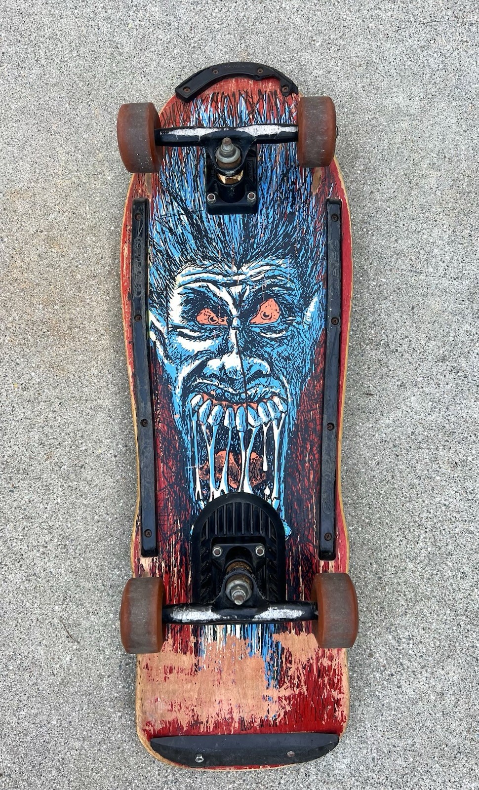Vintage 80s Variflex XP Series Screaming Monster Face Skateboard All Original