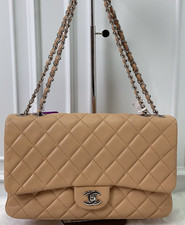 Chanel Classic Flap Chain Lambskin Shoulder Bag Pink Silver Diamond Women