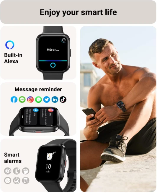 Reloj Inteligente Bluetooth De Mujer/Hombre Para IOS y Android Negro - Image 3 of 4