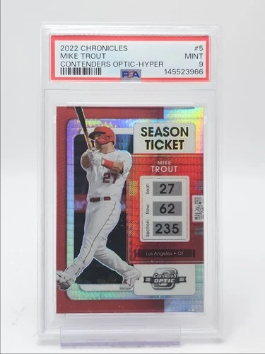 MIKE TROUT 2022 CONTENDERS OPTIC SEASON TICKET HYPER /299 PSA 9 Q0856