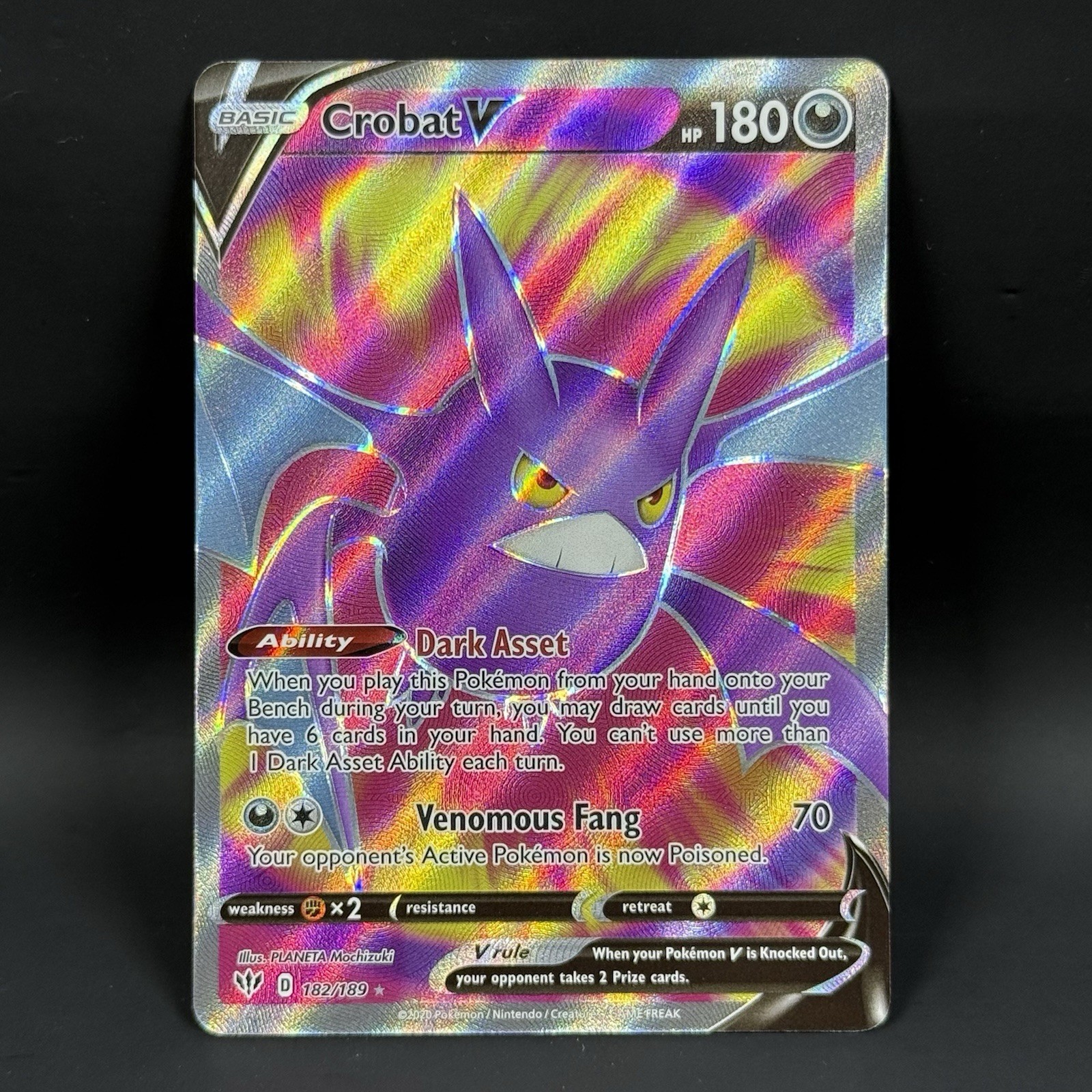 Pokémon Crobat V 182/189 NM Full Art Ultra Rare Darkness Ablaze
