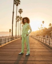 adidas Women Adicolor Classics Firebird Track Top Pants Shiny Crazy Green Sz.M