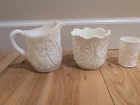 Vintage White Milk Glass Cream Pitcher Sugar Bowl And Toothpick Holder -Pls Read
