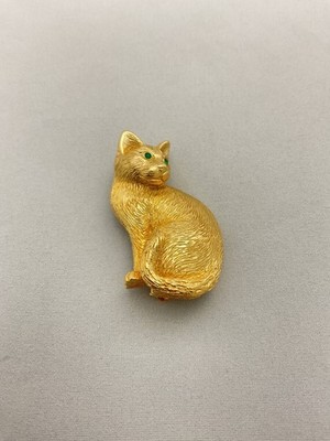 Christian Dior Cat Brooch Pin Gold Tone Accessory 4.4cm 1.7in 19.1g