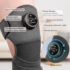 GOBOK PORTABLE KNEE MASSAGER LED DISPLAY, HOT COMPRESS MASSAGE - BLACK