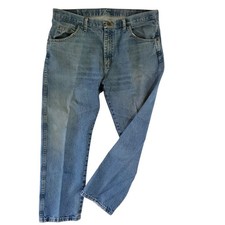 WRANGLER Denim Blue Jeans Men's 38x29 Thrashed Regular Fit 5 Pocket Cotton