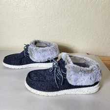 Hey Dude Britt Women 9 Navy Blue Faux Fur Lined Ankle Boots 121772500