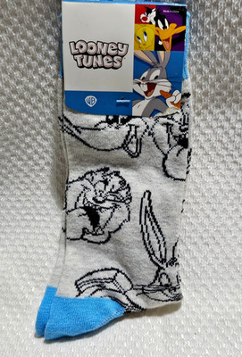 Bioworld Looney Tunes Unisex Adult Size 8-12 Gray Graphic Novelty Crew Socks