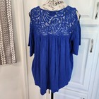 A.N.A A NEW APPROACH blue lace floral blouse- size L — photo 3