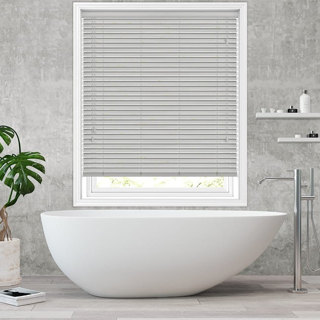MADE TO MEASURE FAUX WOOD VENETIAN WOODEN BLIND STRING GREY - 5 YEAR ...