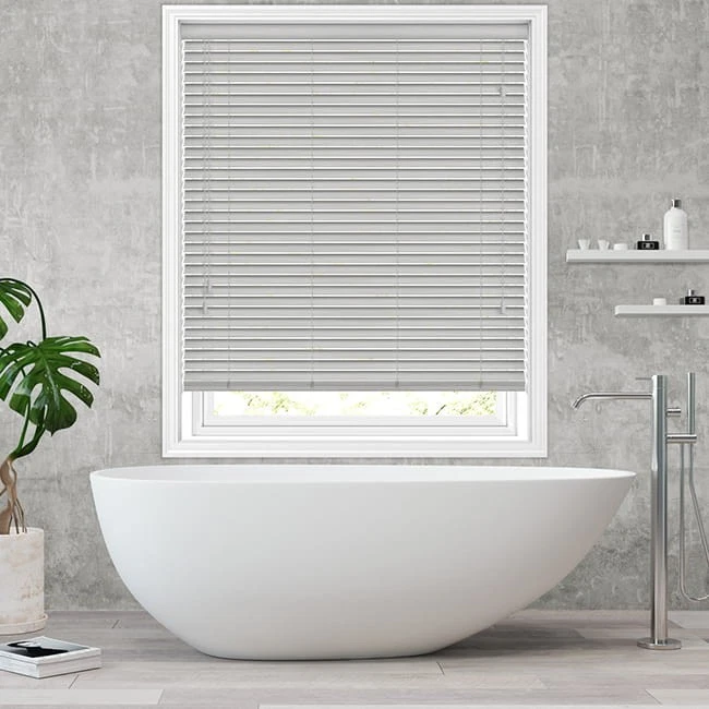 MADE TO MEASURE FAUX WOOD VENETIAN WOODEN BLIND STRING  GREY - 5 YEAR GUARANTEE - Image 2 of 4