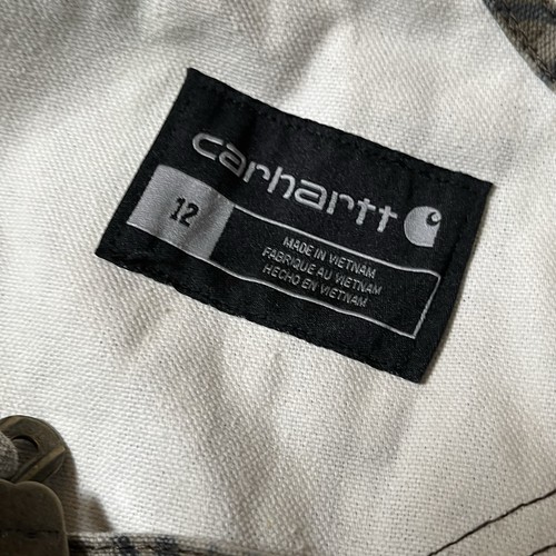 Carhartt Boys Bib Overall Mossy Oak Bottomland Camo Size 12 Double Knee Hunting - Picture 8 of 13