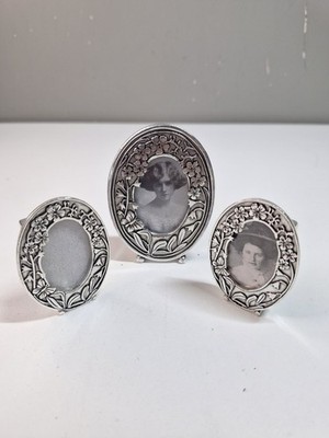 Miniatur Masj versilberte Bilderrahmen verziert floral freistehend x3 