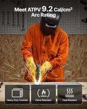 Leather Welding Jacket, Heavy Duty Cowhide Flame Resistant Welding Coat, W 012