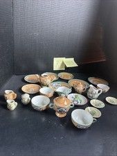 VTG. Made in Japan Miniature Tea Set 23 Pc Hand Painted Mixed Dollhouse Lot R153