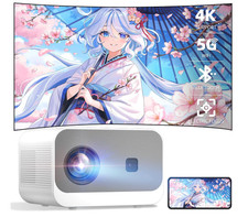 Mini Projector, 20000 m 4K Projector with WiFi Bluetooth Native 1080P, FHD 1080P