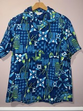 VINTAGE MADE IN HAWAII BARK CLOTH ALOHA SHIRT large