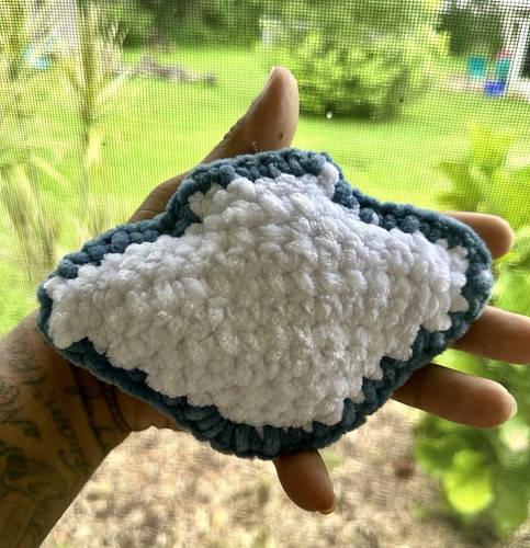 Crochet Stingray Stuffed Animal Handmade Desk Pet Plush Dark Blue Plush - Picture 3 of 5
