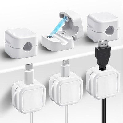 Quacc 6 PCS Magnetic Cable Clips 2 x 2 x 1.5 cm / 0.8 x x 0.6 in, White