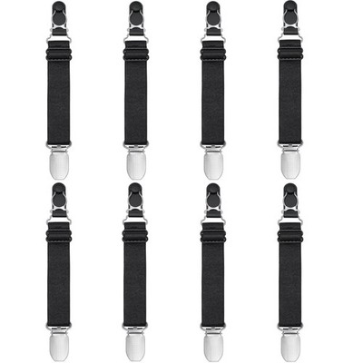 WILLWIN Multifunction Elastic Stocking Clips Suspenders One Size, Black 
