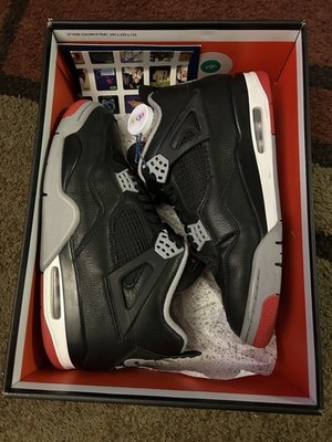 Air Jordan 4 Retro Bred Reimagined Men s Size 10 Black Cement With Box Clean