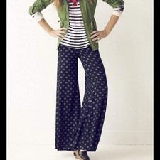 Cartonnier Anthropologie Sinewy Spots Wide Leg Navy Blue Palazzo Pants Size 6