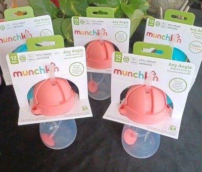 Munchkin Any Angle 10 oz Pink/Clear Spill Proof Weighted Straw Sippy Cup 12M+