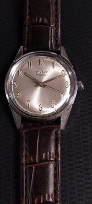 Herrenuhr WYLER Incaflex Stahl Waterproof Handaufzug Vintage 36mm mit Krone