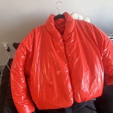 Unisex  Red Oversized Padded Puffer Jacket Sh...