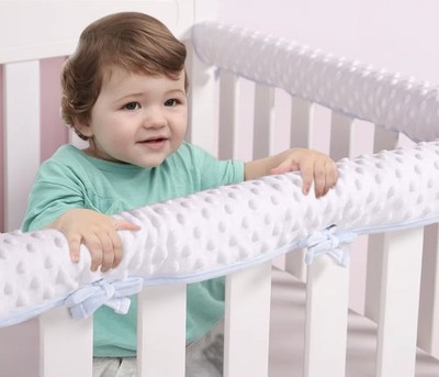 3Pcs Quilted Standard Crib Rail Cover Protector Safe Teething Guard light blue 