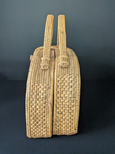 Peggy Fisher 11.5" Bali Waffle Purse Hancock Baskets Lined Beach Boho Summer - Picture 5 of 15