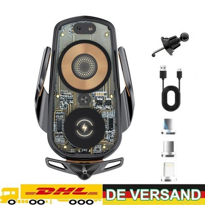 15W Auto Qi Ladegerät KFZ Handy Halterung Induktions Clamping Wireless Charger!