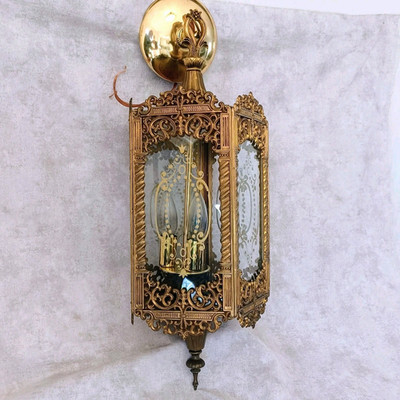 VTG GIM 3045 Lantern Entry light Glass hanging swag lamp Spanish Gothic gold