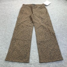 A ropostale Baggy Wide Leg Jeans Womens 6 Brown Leopard Print Denim 30x30.5 Fall