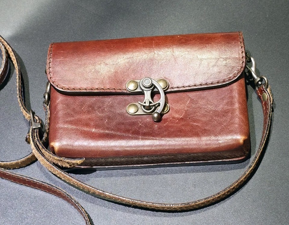 Vintage Handmade Wet Molded Leather Belt Pouch Convertible EDC Crossbody Bag