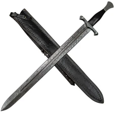 Hand Forged Damascus Steel Blade Firestorm Pattern Medieval Replica Sword