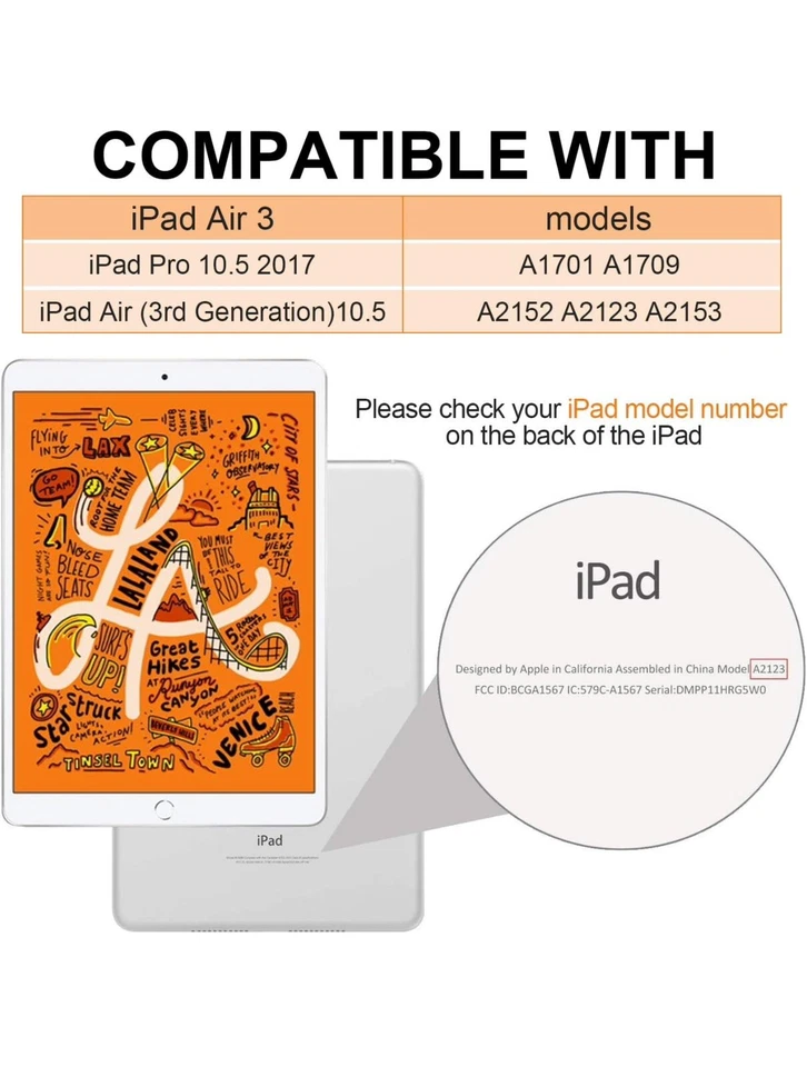 JISON21 Folio For iPad Air 3 Case,10.5” Auto Sleep/Wake Smart Case White - Image 2 of 4