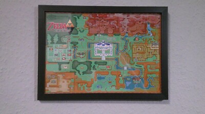 Zelda ALBW Karte Print Poster Bild im Rahmen mit Glasscheibe Hochwertig! NEU!