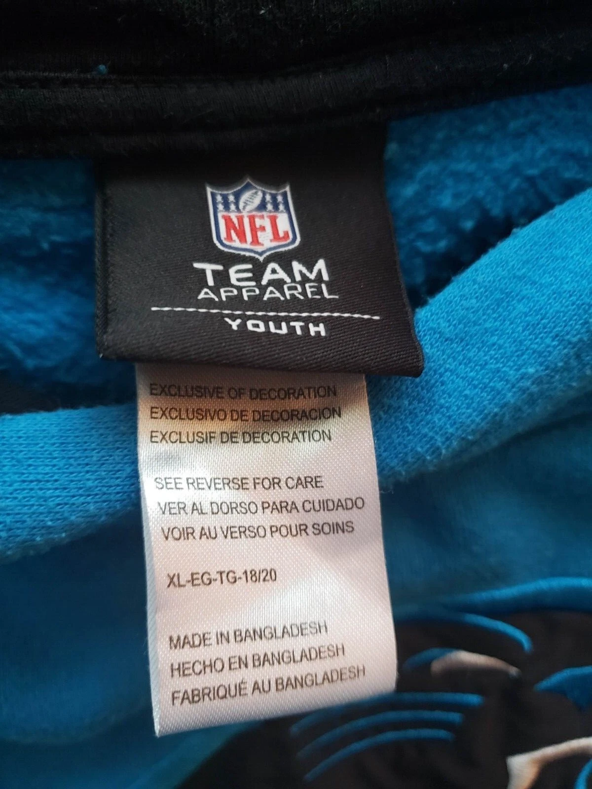 VETEMENTS Felpa con cappuccio NFL Team Apparel gioventù taglia XL blu Carolina Panthers