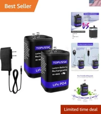 Rechargeable 6 Volt 4.5AH LiFePO4 Lantern Battery with Charger 1500+ Cycles, ...