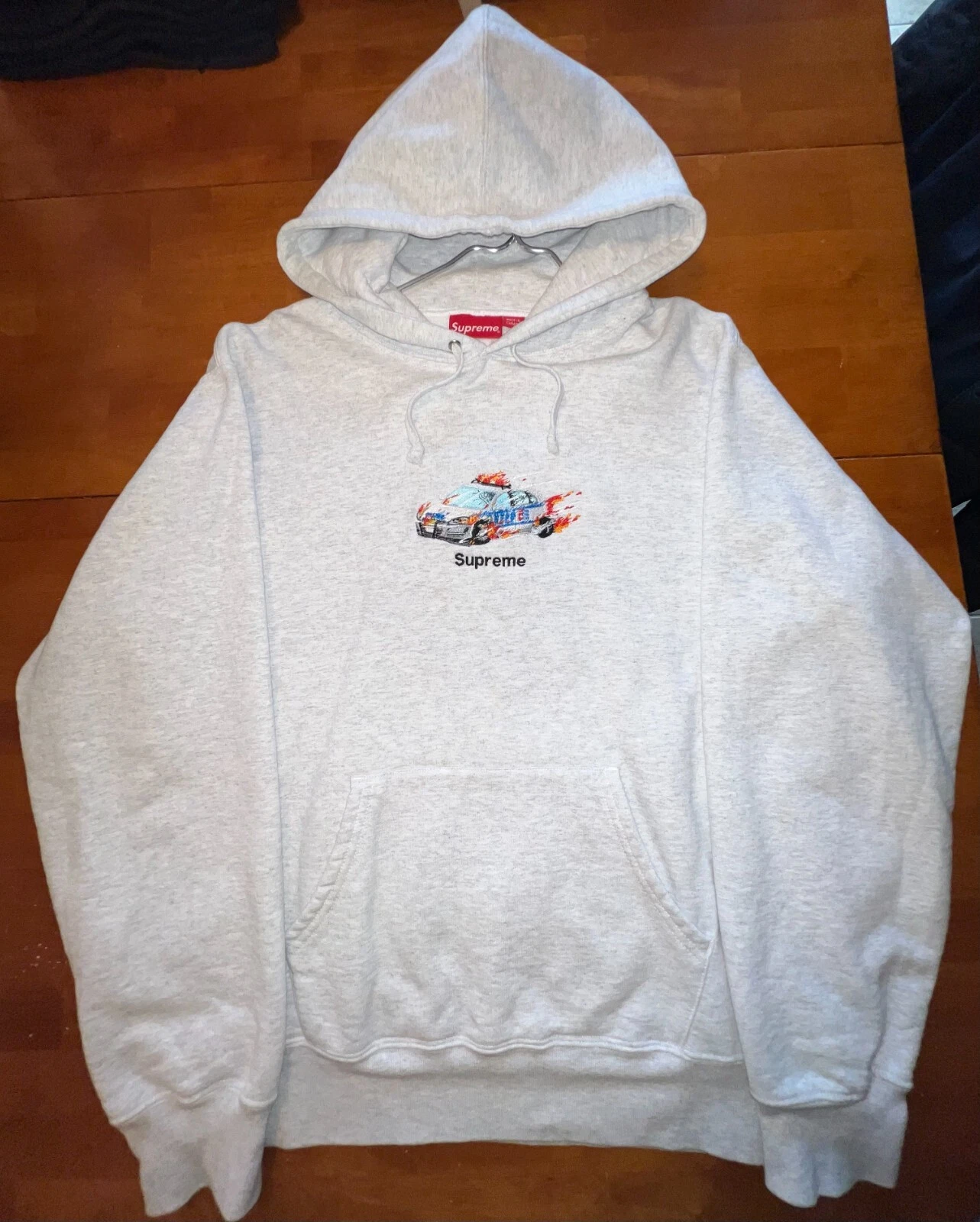 Sweat à capuche voiture Supreme Cop taille L gris frêne/bruyère légèrement utilisé