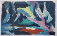 Gemälde Tusche Aquarell Abstrakt Landschaft  Gerda Henning Nachlass