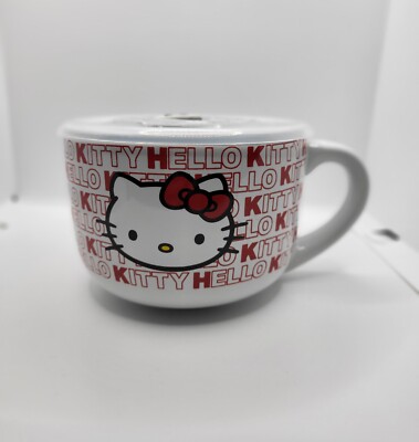 Hello Kitty White Cup/Dish With Lids NEW!
