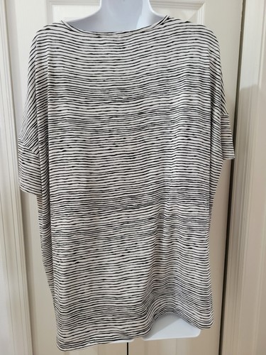 The Limited Tee Top Short Sleeve T-Shirt White Black Stripe Women's Large - Picture 3 of 13